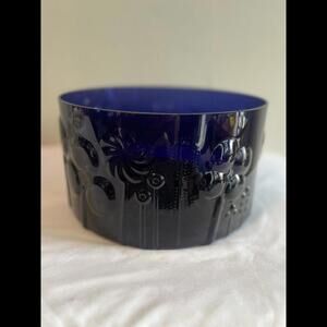 Large Oiva Toikka Flora 9.4" Blue Bowl Finland Iittala Arabia Nuutajärvi